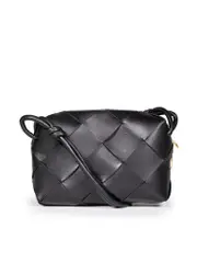 Black Leather Small Cassette Camera Bag