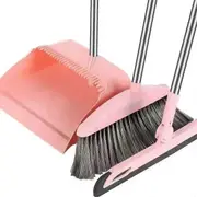 Dustpan Broom Set Floor Wiper Household Cleaning Long Handle Cleaning Set for Lobby Household Kitch Pink