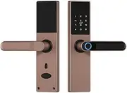 Tuya Electronic Lock WiFi Smart Door Lock Digital Biometric Fingerprint Lock Password Card Key USB Charge for Home Slimline Design(22x200) Aqiong