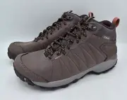 Oboz Womens Size 7 Sypes Mid Peppercorn B-Dry Waterproof Leather Hiking Shoes