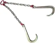 Obstacle car Transport Tow Chain - J Hook Long Shank, 4T/5T Transport Tow Chain with 2 Grab Hooks, J Hook Long Shank, Chain Length 1m, for Car Wrecker Recovery Breakdown car(4t Chain+double Hook)