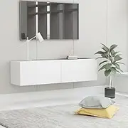 'vidaXL Wall-Mounted TV Cabinet - Stylish and Modern White Design Made with Engineered Wood, Offers Storage with Two Compartments and Drop-Down Doors