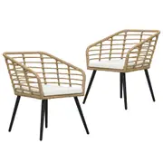 Garden Chairs with Cushions 2 pcs Poly Rattan Oak vidaXL
