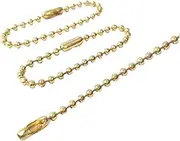 CIMAXIC 50Pcs Long Bead Connector Clasp Ball Chain Key Rings Adjustable Metal Bead Steel Chain for Projects Dog Tags and Pendants Golden
