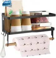 Magnetic Fridge Spice Rack- Space Saving Organizer Black Shelf on Refrigerator