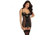 Dreamgirl Stretch Velvet Garter Slip Black Large Hanging