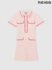 Reiss Pink Sofia 13-14 yrs Rib-Knit Button-Down Dress (AU9688) | $155