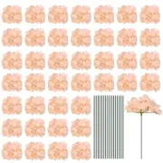 Silk Hydrangea Flowers, Pale Pink Artificial Flowers for Wedding 64 Set