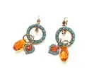Earrings By Mariana Woman Turquoise Hoop Orange Swarovski Crystal