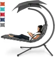 Hang Curve Chaise Lounge Chair Pillow Canopy Read Hammock Deck Patio Sun Swing