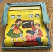 RARE VINTAGE Wolverine SEE AND SUBTRACT Tin TOY Litho No 40 In Original Box