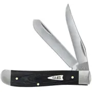 CASE XX KNIVES MINI TRAPPER - SMOOTH BLACK MICARTA 10207 SS (27822) POCKET KNIFE
