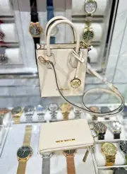 Michael Kors Mercer XS Crossbody Bag Purse + Keychain Coinpouch Wallet Ring Fob
