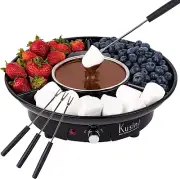 Electric Fondue Pot Set - Chocolate Kit with Temp Control & 4 Forks