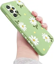 [Sunswim] for Galaxy A53 5G Case Cute Flowers Daisy Pattern Full Camera Lens Protection Shockproof TPU Bumper Liquid Silicone Protective Cover Phone Cases for Samsung Galaxy A53 5G 6.5" 2022-Mint