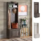 HOMCOM Rustic Hall Tree Coat Tree with Shoe Storage Bench and Coat Rack