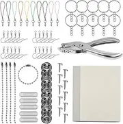 166PCS Shrinky Dink Sheets Kit, Shrink Paper Keychain With 20 Shrink Papers, 100 Open Iron Ring for Kids, Puncher Shrinking Plastic Sheets for DIY Craft, Handprint Keychains