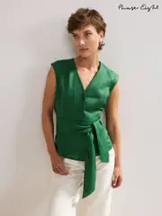 Phase Eight Green Mariana 100% Linen Top (H42822) | $182