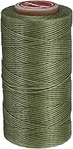 uxcell Flat Leather Sewing Waxed Thread, 200m / 219 Yards Polyester Wax String, 210D Wax Stitching Cord for Leather Crafts, Bookbinding, Bracelets Braided, Grass Green