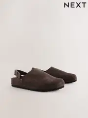 Brown Closed Toe Back Strap Mules (F42498) | $73