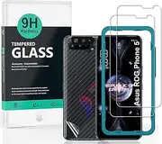 Ibywind Screen Protector for Asus Rog phone 5/5 Pro/5s/5s Pro/5 Ultimate, [Pack of 2] with Camera Lens Protector (Graphite),Back Carbon Fiber Skin Protector,Including Easy Install Kit