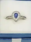 Kashmir Kyanite & White Zircon halo ring in Plat/over 925 Sterling .75cts sz 8