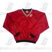 Rawlings Pullover Shirt Red Long Sleeve Nylon Waterproof V-Neck Med Baseball