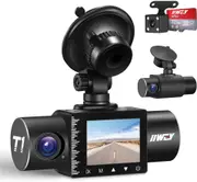 Iiwey Dash Cam Front Rear and inside 1080P Three Channels with IR Night Vision Car Camera SD Card Included Dashboard Camera Dashcam for Cars HDR Motion Detection and G-Sensor for Car, Taxi, Uber