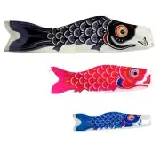 SET of 3 Japanese Windsocks 117" 79" 59" Boy's Day Koinobori NYLON Koi Carp Kite