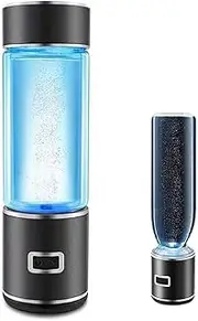 Hydrogen-Rich Water Bottle Portable Hydrogen Ionized Water Generator with SPE & PEM Technology Hydrogen Water Ionizer Make 5 Minutes Get High Hydrogen Concentration 1200-1600 PPB 350 Ml(Black)