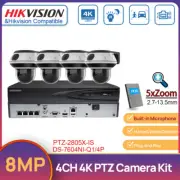 Hikvision 4CH 4K Security CCTV System 8MP 5XZoom IR 4K PTZ MIC POE Dome Camera