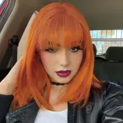 QAUARUMSUN Blonde Bob Wig With Bangs Short Bob Wigs for Women 12Inch Heat Res...