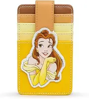 [Buckle-Down] Disney Wallet, Character Wallet ID Card Holder, Beauty and The Beast Belle Pose Yellows, Vegan Leather, Yellow, 3.0" x 5.0", Casual