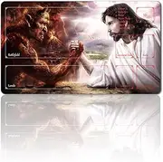 four leaves MTG Play Mat + Waterproof Bag, Size 60 x 35 cm with Card Zones, Trading Card Game, Table Mat, Games, MTG Mouse Mat (Angels and Demons with Zone)