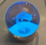 Crystal Ball With AXOLOTL Etched On The Inside Clear Glass 3”D Lights Chage Usb
