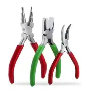 3 Pieces Jewelry Pliers Set 6-in-1 Bail Making Pliers Nylon Nose Pliers Bent