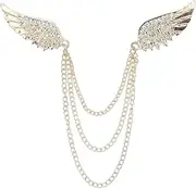 [DUUDAH] Shirt Brooches Safety Pins Shawl Collar Clip Bow Tie,Rhinestone Angel Wing Chain Tassel Brooch Suit Lapel Pin Shirt Collar Accessories Brooch for Men (Color : Type B Gold)