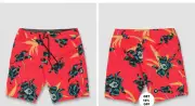NEW VOLCOM board shorts swim trunks Mod Polydactal sz 38 red floral
