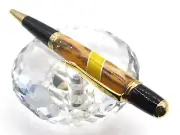 RARE HANDMADE CHOLLA CACTUS SPARKLES WITH YELLOW ACRYLIC INLAY TWIST BP PEN