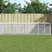 Chicken Cage with Roof Light Grey 803x98x90 cm Galvanised Steel Outdoor Coop