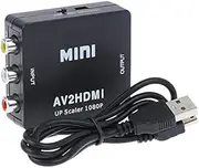 Composite AV CVBS 3RCA to HDMI Video Cable Converter 1080p Upscaling Black