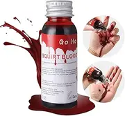 Go Ho Dark Fake Blood Makeup(1 oz),Realistic Effects Fake Blood Washable for Scar Wound and Clothes,Easy Dry Flow Fake Blood for Eyes Drips Nose Bleeds,Halloween Blood for Cosplay SFX Zombie Vampire