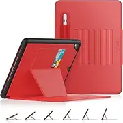 [SEYMAC stock] Rugged Case for iPad 6th/5th Generation/Air 2/Pro 9.7'' 2018/2017 with Multi-Angles/Magnetic Stand, Pen Holder, Card Slot, Auto Sleep&Wake Function, Red