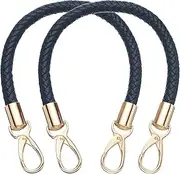 uxcell 2 Pcs Leather Purse Strap, 15.7 Inch PU Leather Braided Purse Replacement Shoulder Strap for Handbags with Buckle for DIY Handbag Purse Making, Dark Blue