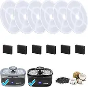 SIBAYS 6 Pack 7" Large Size Activated Carbon Cat Water Fountain F-ilters Replacement 300oz/9L Water Fountain with 5 Layers F-iltration System Pet Water Fountains,Coconut Shell and PP Cotton