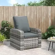 Rattan Reclining Chairs for Garden, Deck, Patio Furniture, Lounge, Outdoor Grey Poly - Comfortable Balcony Chair