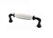 Kitchen cabinet handles black white porcelain 96mm