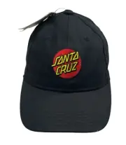 SANTA CRUZ Cap Hat Classic Black with Red Dot Elastic Band BNWT Youth OSFM