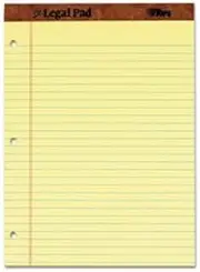 TOPS The Legal Pad Ruled Perf Pad, Legal/Wide, 11 3/4 x 8 1/2, Canary, 50 Sheets, DZ