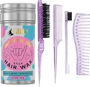 Girly Premium Hair Wax Stick 75gm - Luxury Clear Slick Back Hair Brush Set 4Pcs - Flyaway Control, Strong Hold Wax Stick For Women And Kids (Pack of 4 Clear)